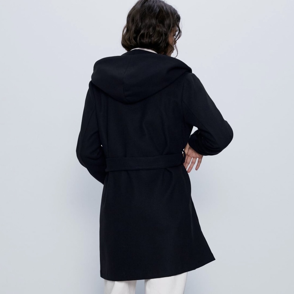 LAST 1! ZARA BELTED HOODED COAT - Picture 13 of 16